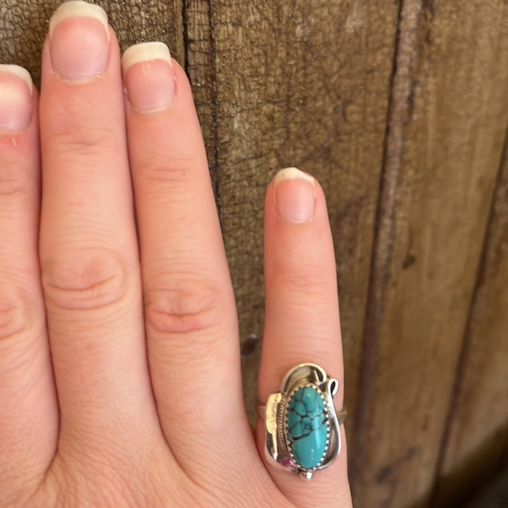 Navajo Artist CT Vintage Turquoise Sterling Silver Ring - Picture 12 of 14